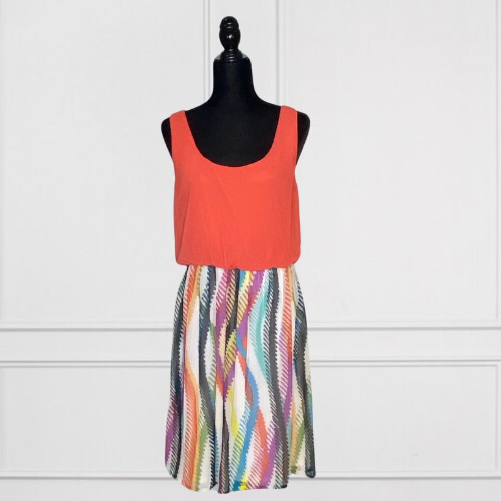 Bisou Bisou Maxi Short Dress - Colorful Striped Lined Long Sleeveless